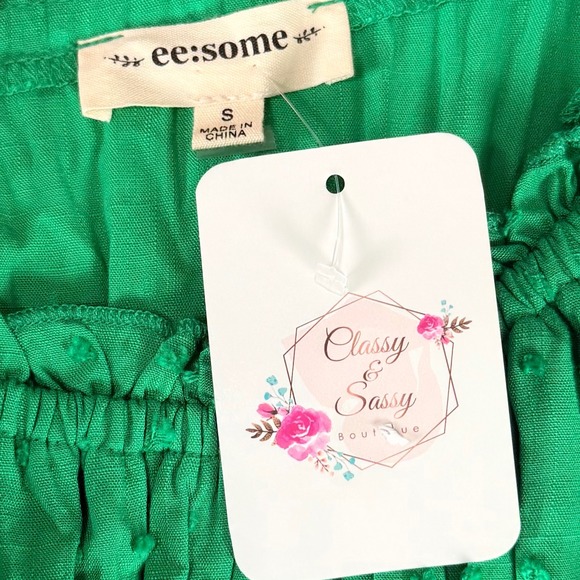 Coquette Babydoll Shorts Romper Empire Waist Flowy Smocked Ruffle Sleeves Small - Picture 3 of 7